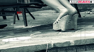 Hot girl eats cum after sucking and riding a huge cock ooutdoors