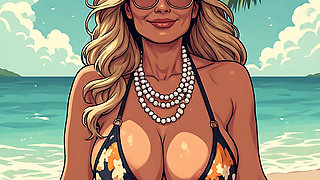 Gorgeous Women at the Beach Bikini Art