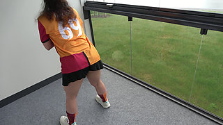 Juicy Pussy Sexy Girl Love Playing with Cum After Soccer Training
