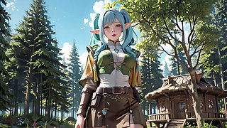 Forest Fantasy! Blue Elf Kneeling, Green Elf Teasing, Sun-Dappled Magic & Wand Play.