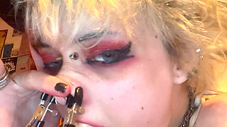 Goth Girl Glitterqueen1999 Stretches Her Button Nose with Ni