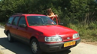 Milf taking car of a guy she just hit with her car