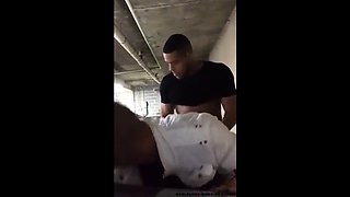 Interracial Bareback Anal on the Parking Deck