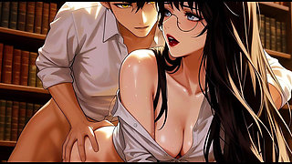 Gap Moe Glasses Beautiful Woman, the Private Study Session in the Library.super Temptation.episode 3. Ai-generated