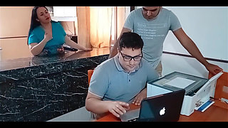 My Cuckold Husband Works While My Stepson Fucks Me in the Kitchen No