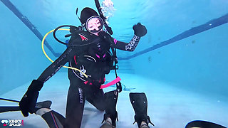 Underwater Scuba Slave Training - Dominated in Chains & Wetsuit Edging