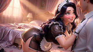 Obedient Maid Pleases Her Young Master (AI generated))