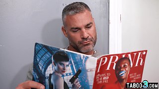 Busty MILF fucked at a public laundromat