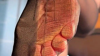 Watch Me Tease You with My Ripped Nylon Feet Through the Glass