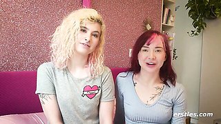 British girl-girl heat with big naturals, kissing, and fingering