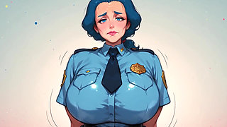 Blue Hair Ai Fanart Police Officer