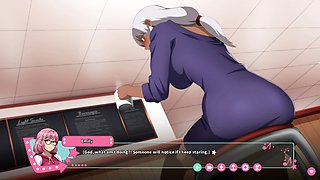Oral action in a manga visual novel featuring big boobs and tons of fun