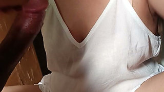 My Friends Hot Stepmom Has a Big Tits Giving Me a Sensual and Sloppy Blowjob