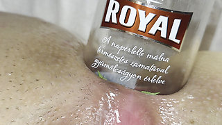 Extreme Anal Insertion with a Bottle Close up