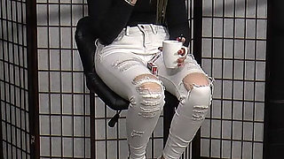 Mistress Evangelie Gets Her Shoes Cleaned and Smokes