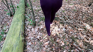 Complete Naked in the Woods - Beating Her Vagina and Tits