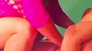 Threesome with Skinny Stepsister and 70-year-old Stepmom Whore