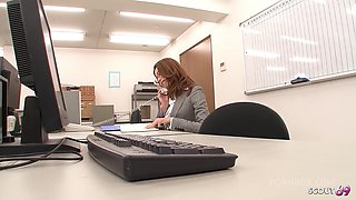 Uncensored Full Japan Porn with Skinny Secretary Japanese Teen who seduce to Suck Dick of old Boss in Office