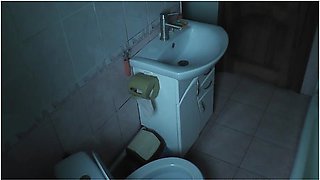 Man Pisses Into Toilet And Decided Jerk Off Dick. Young Cohabitant Came In And Helped. Old And Young
