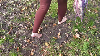 Barefeet Tit Slapping in Nature