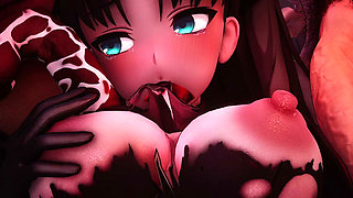 Fate Grand Order - Rin Tohsaka Public Toilet Gangbang - 3D Hentai Animations