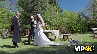 VIP4K. Beautiful 18-years old Babe fucks with the Priest on her Wedding