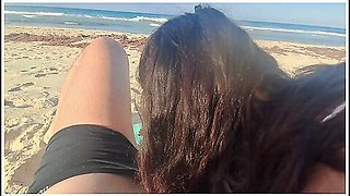 Milf Sucks Cock And Swallows Cum On The Beach Pov