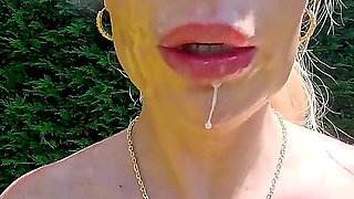 Dutch Blonde Bimbo Outdoor Cumdump Bukkake