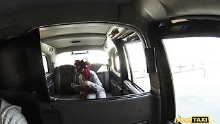 Gorgeous car sex in the doggy style with a hot busty redhead Don