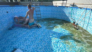 #395 Boss Fucks Guy at the Bottom of the Pool While Neighbors Watch Them