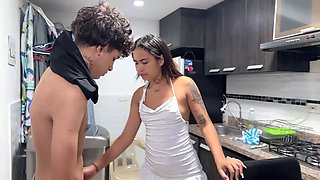 I fuck my little stepsister really hard in the kitchen while no one is home.