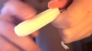 Tampon Insertion Close up - Russian Girl Stuffs Her Pussy with Dirty Talk