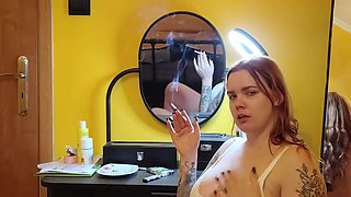 Busty Girl Smokes And Blows Hard
