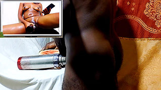 Male masturbation while watching female pussy masturbating, I fucked water bottle and felt like real pussy! So wet and hot pussy