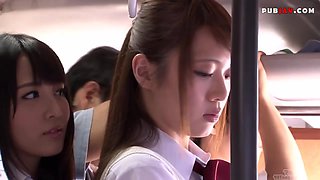 Japanese Babe been made to squirt in a crowded bus