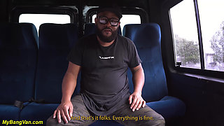 Curvy MILFs picked up for anal bang van orgy