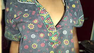 Hot Indian Wife Rubbing Dick in Her Tits and Get Cumshot