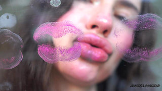 Melting Purple Metal Lips: Shiny Kisses & Messy Spit Play