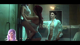 Threesome with My Stepaunty and Best Friend in Public Toilet - 3D Hentai Animated Porn - Apocalust