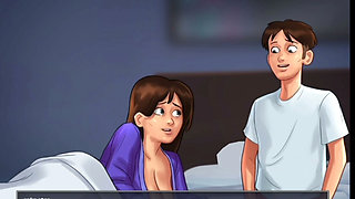 Beautiful stepmom with me over her bed at night