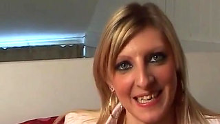 Blonde French Babe Playing with Her Toys While Sucking Cock