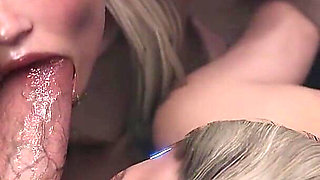 Two Sloppy Hot Whores Giving Intense Double Blowjob, Getting Their Tight Asses Pounded Hard and Swallowing Every Drop of Cum