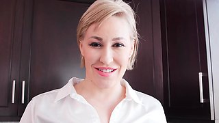 The girl has huge tits and a great dick husband in the kitchen