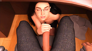 Secretary Girl Jerking Boss Big Cock Under Desk While He Is In Office Meeting