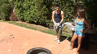Sultry Latina Jynx basks in sunlit sports field passion with her partner