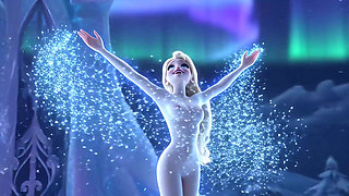 Stunning Nude Elsa Graceful and Elegant Sensual Poses in Her Magical Glowing Ice Palace Cinematic 3D Animation