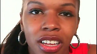 A black girl is on her knees sucking a cock and being fucked