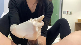 [pov] Satin Gloves Queen's Cruel Glans Teasing & Extreme Orgasm Control Handjob