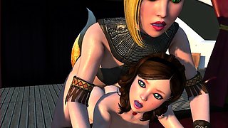 Gorgeous 3D brunette enjoying some bondage sex