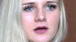 Katy Sky with Cute Baby Face Undresses and Poses Naked With